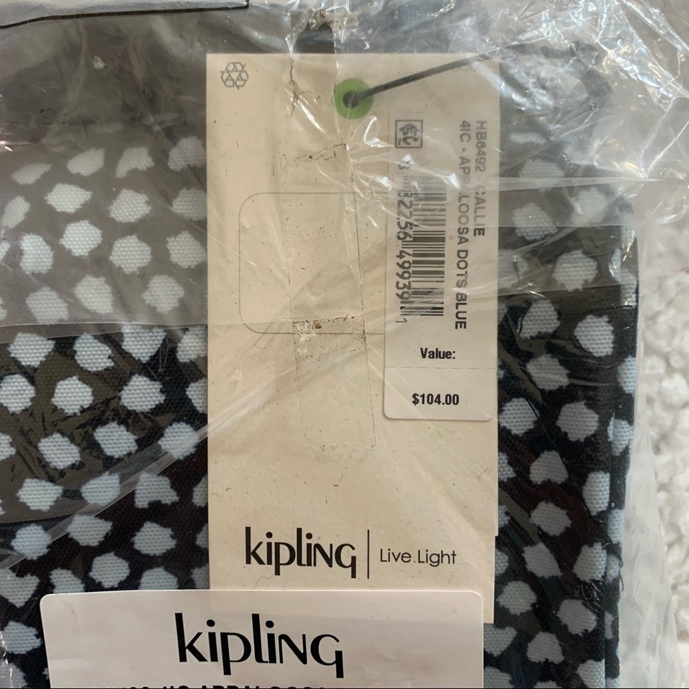 Kipling New With Tags Callie PRT Appaloosa Dots Blue Print 10.5X5X4.5 Crossbody - Picture 10 of 13